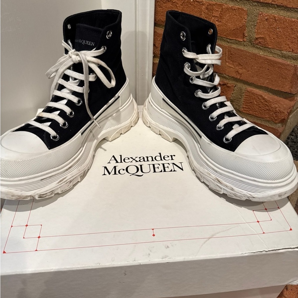 Alexander McQueen Black and White High-Top Sneakers